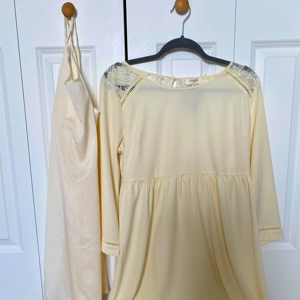 Umgee cream colored shirt with a cream tank